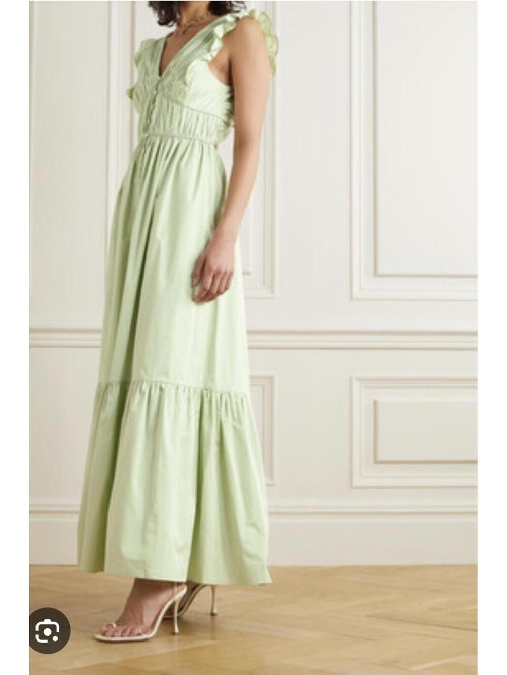 Self-portrait midi dress size 6 in pistachio cotton color